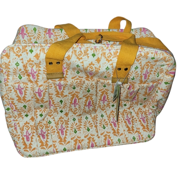 NWT RockPaperFlower Zara Orange Overnighter Bag in Orange Geometric Floral - Picture 2 of 4